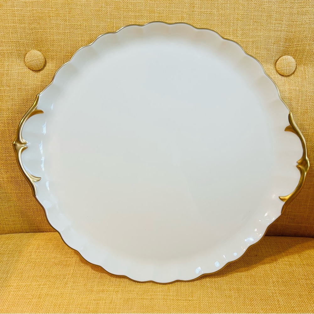 Mikasa Bone China 24k Gold Platter ivory gold plate dish